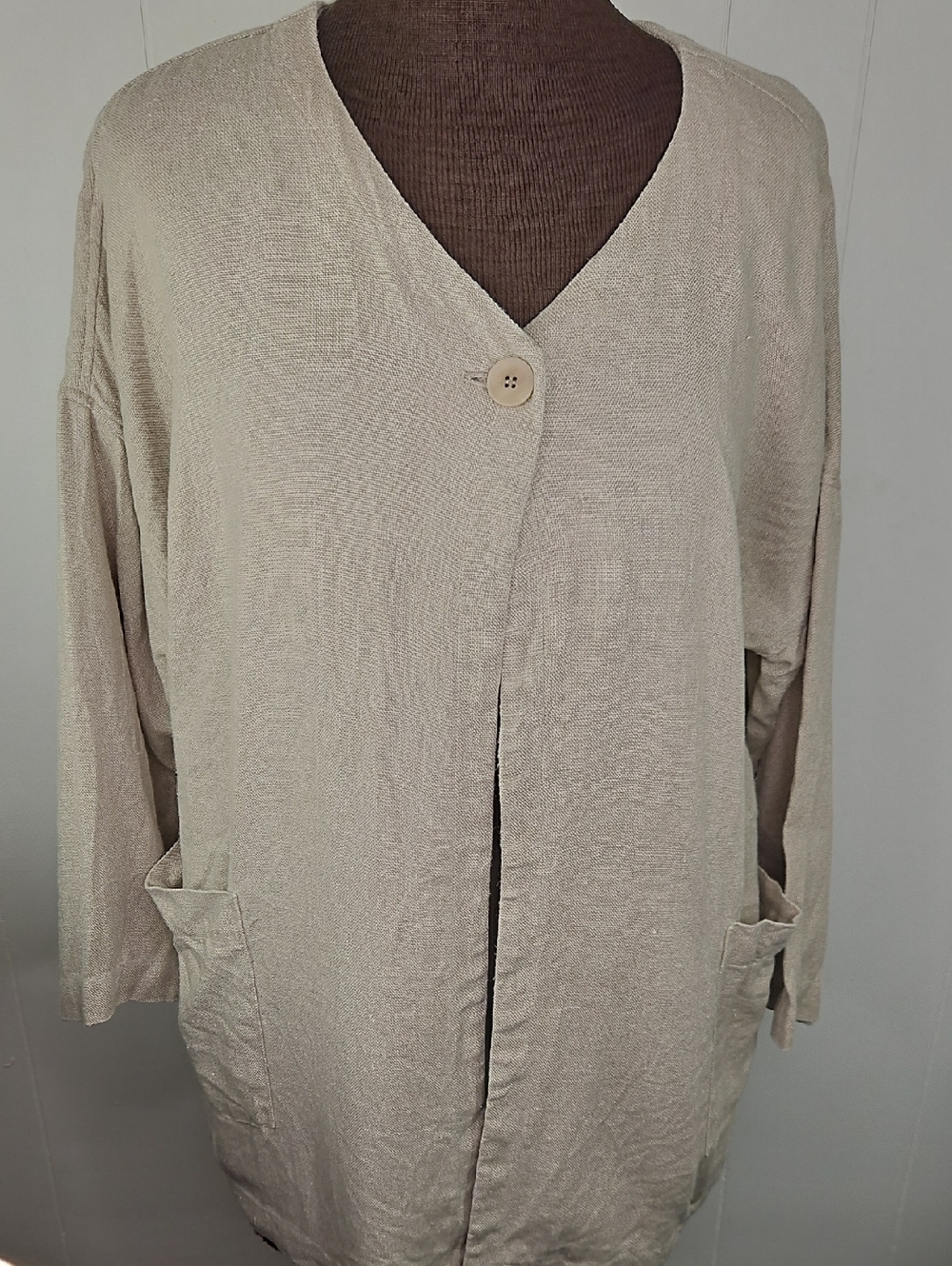 Eileen Fisher 100% Linen Jacket Shacket Summer Size XL